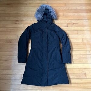 The North Face Arctic Parka Black Down Hooded Faux Fur Winter Coat Womens Small